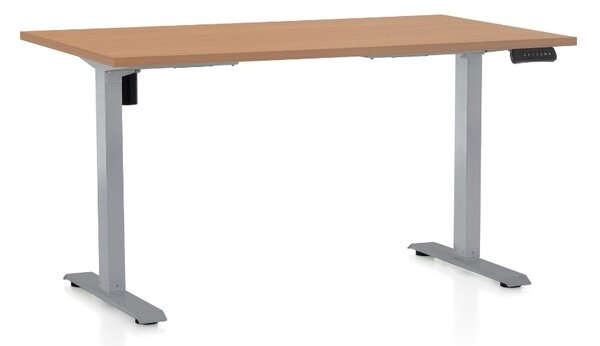 Masa inaltime reglabila OfficeTech B, 120 x 80 cm, bază gri, fag