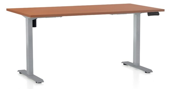 Masa inaltime reglabila OfficeTech B, 160 x 80 cm, bază gri, cireașă