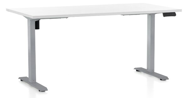 Masa inaltime reglabila OfficeTech B, 160 x 80 cm, bază gri, alb