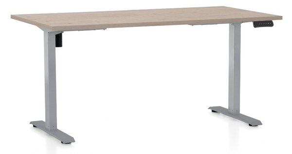Masa inaltime reglabila OfficeTech B, 160 x 80 cm, bază gri, stejar