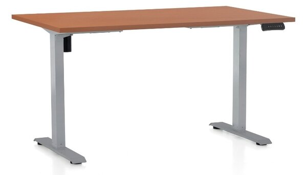 Masa inaltime reglabila OfficeTech B, 120 x 80 cm, bază gri, cireașă