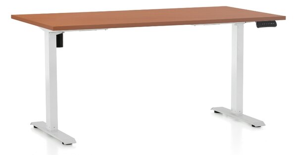 Masa inaltime reglabila OfficeTech B, 160 x 80 cm, bază albă, cireașă