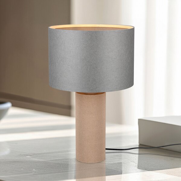 Trio Lighting Canio lampă de masă, înălțime 48 cm, gri/maro, carton, 1 x E14, Gri, Camera de zi / sufragerie, Hârtie / Carton