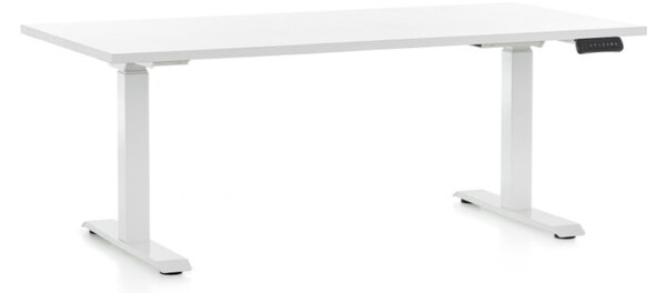 Masa inaltime reglabila OfficeTech D, 160 x 80 cm, bază albă, alb