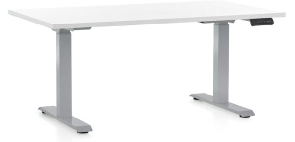 Masa inaltime reglabila OfficeTech D, 120 x 80 cm, bază gri, alb
