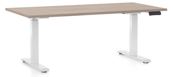Masa inaltime reglabila OfficeTech C, 160 x 80 cm, bază albă, stejar