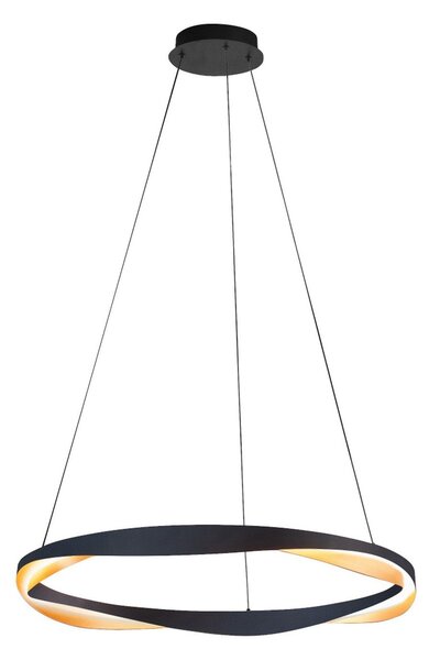 HighLight Lampă suspendată LED Ascoli, Ø 85 cm, negru/galben, metal, dimabil, reglabil, Negru, Camera de zi / sufragerie, Metal, Modern