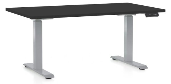 Masa inaltime reglabila OfficeTech D, 140 x 80 cm, bază gri, negru