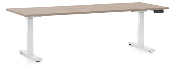 Masa inaltime reglabila OfficeTech C, 200 x 80 cm, bază albă, stejar
