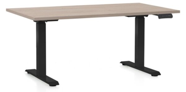 Masa inaltime reglabila OfficeTech C, 140 x 80 cm, bază neagră, stejar