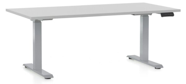Masa inaltime reglabila OfficeTech D, 160 x 80 cm, bază gri, gri deschis