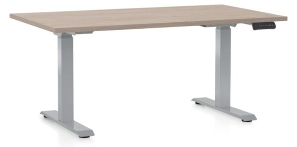 Masa inaltime reglabila OfficeTech D, 120 x 80 cm, bază gri, stejar