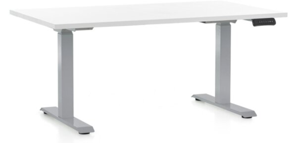 Masa inaltime reglabila OfficeTech D, 140 x 80 cm, bază gri, alb