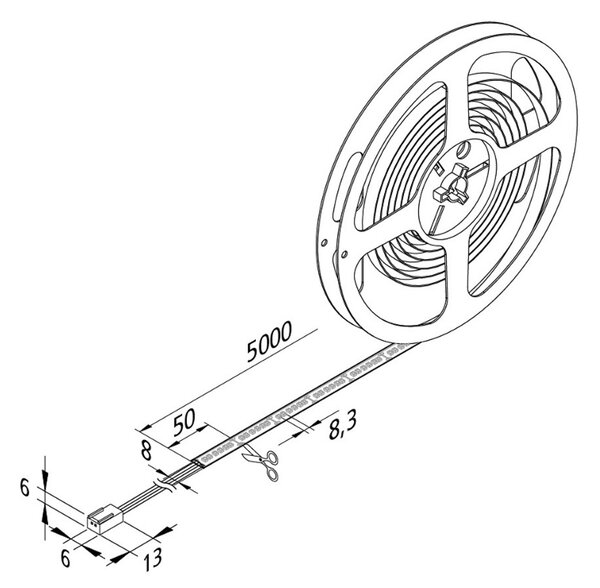 Hera Banda LED Basic-Tape S, IP54, 4.000K, lungime 500cm, reglabil, Alb, Camera de zi / sufragerie, Plastic, Modern