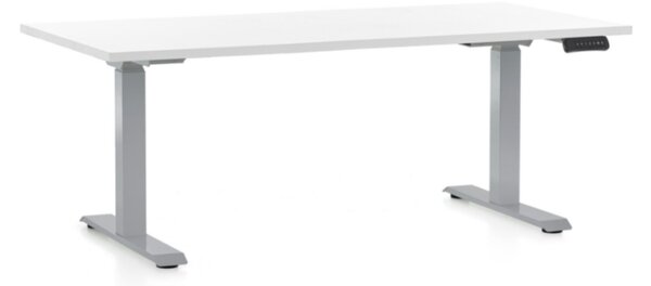 Masa inaltime reglabila OfficeTech D, 160 x 80 cm, bază gri, alb