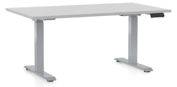 Masa inaltime reglabila OfficeTech D, 120 x 80 cm, bază gri, gri deschis