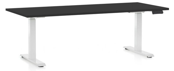 Masa inaltime reglabila OfficeTech C, 180 x 80 cm, bază albă, negru