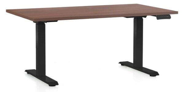Masa inaltime reglabila OfficeTech C, 140 x 80 cm, bază neagră, nuca