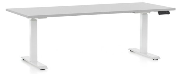 Masa inaltime reglabila OfficeTech C, 180 x 80 cm, bază albă, gri deschis