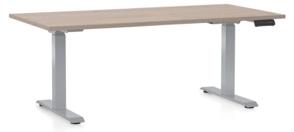 Masa inaltime reglabila OfficeTech D, 160 x 80 cm, bază gri, stejar