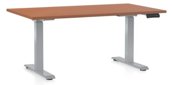 Masa inaltime reglabila OfficeTech D, 120 x 80 cm, bază gri, cireașă