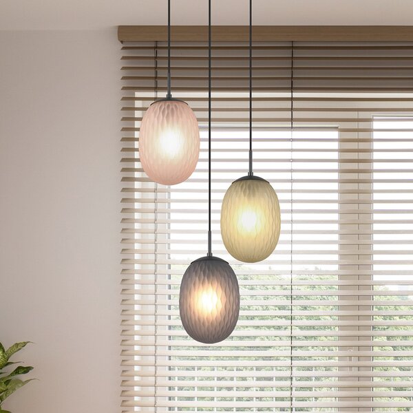 Trio Lighting Lampă suspendată Facette, multicoloră, Ø 43 cm, 3 becuri, sticlă, reglabil, Multicolor, Camera de zi / sufragerie, Sticlă, Modern