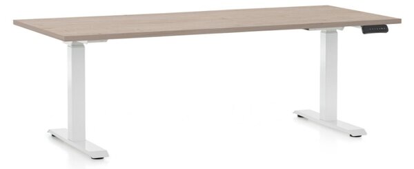 Masa inaltime reglabila OfficeTech C, 180 x 80 cm, bază albă, stejar