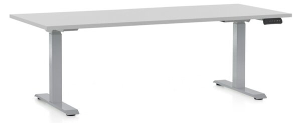 Masa inaltime reglabila OfficeTech D, 180 x 80 cm, bază gri, gri deschis