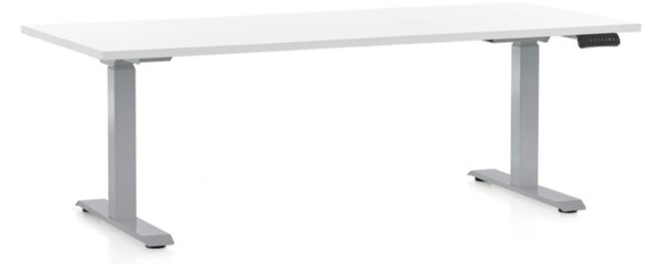 Masa inaltime reglabila OfficeTech D, 180 x 80 cm, bază gri, alb