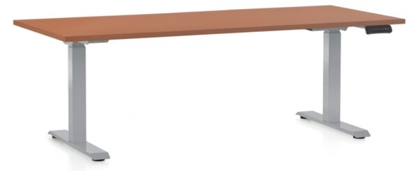 Masa inaltime reglabila OfficeTech D, 180 x 80 cm, bază gri, cireașă