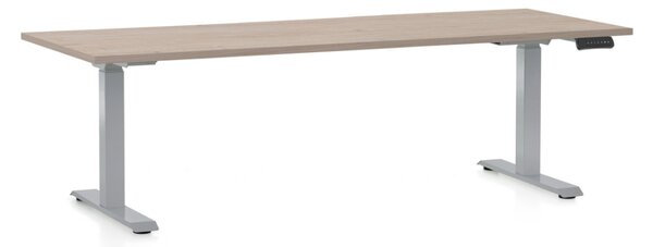 Masa inaltime reglabila OfficeTech D, 200 x 80 cm, bază gri, stejar