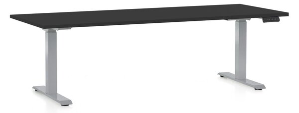 Masa inaltime reglabila OfficeTech D, 200 x 80 cm, bază gri, negru