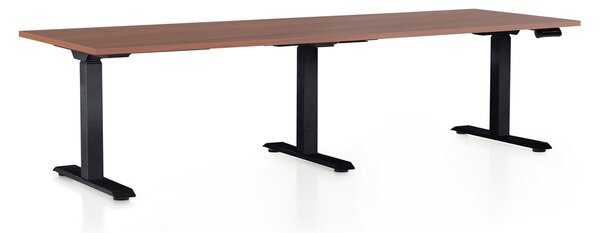 Masa inaltime reglabila OfficeTech Long, 240 x 80 cm, bază neagră, nuca