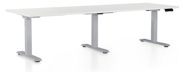 Masa inaltime reglabila OfficeTech Long, 240 x 80 cm, bază gri, alb