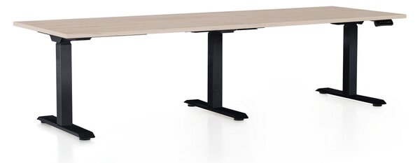 Masa inaltime reglabila OfficeTech Long, 240 x 80 cm, bază neagră, stejar