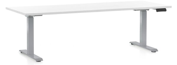 Masa inaltime reglabila OfficeTech D, 200 x 80 cm, bază gri, alb