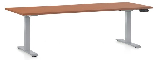 Masa inaltime reglabila OfficeTech D, 200 x 80 cm, bază gri, cireașă