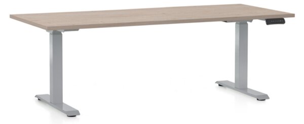 Masa inaltime reglabila OfficeTech D, 180 x 80 cm, bază gri, stejar