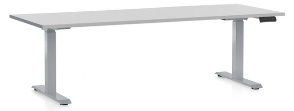 Masa inaltime reglabila OfficeTech D, 200 x 80 cm, bază gri, gri deschis