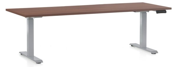 Masa inaltime reglabila OfficeTech D, 200 x 80 cm, bază gri, nuca