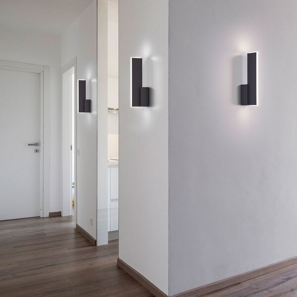Helestra Nex aplică de perete LED negru mat, Negru, Camera de zi / sufragerie, Metal, Modern