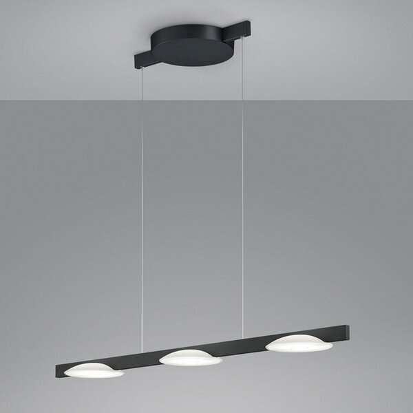 Helestra Pole lampă suspendată LED 3 becuri negru, reglabil, Negru, Camera de zi / sufragerie, Metal, Modern