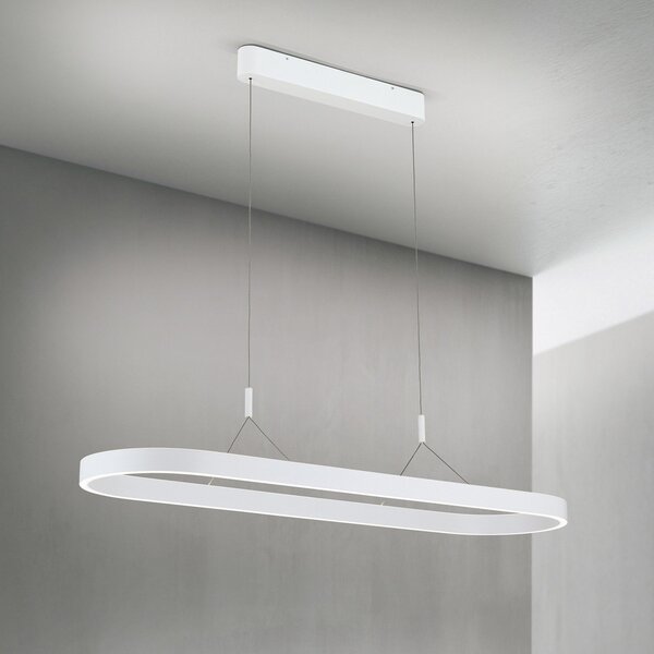 ORION Lampă suspendată LED Carrara, albă, reglabilă pe înălțime, CCT, reglabil, Alb, Camera de zi / sufragerie, Aluminiu, Modern