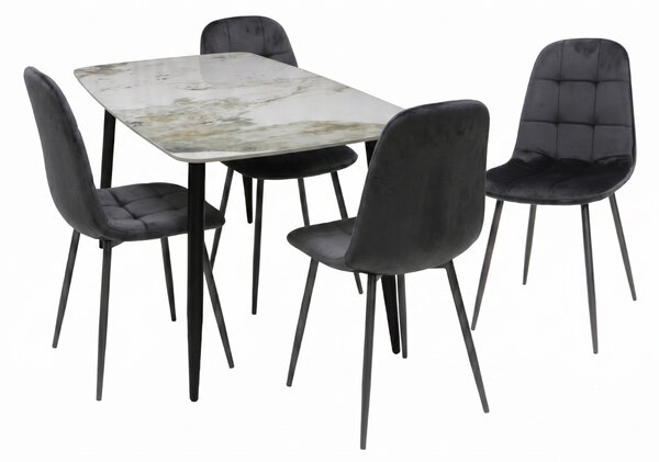 Set Masă fixă Atlas Marble Figure cu 4 Scaune Gya Negru