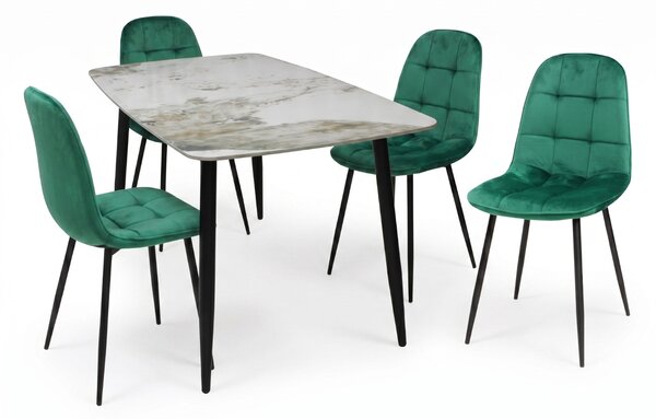 Set Masă fixă Atlas Marble Figure cu 4 Scaune Gya Verde