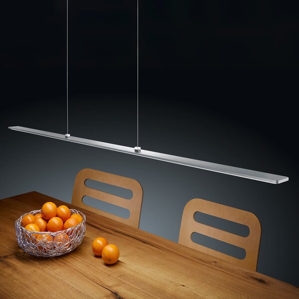 Helestra Lexx lampă susp. LED nichel mat EasyLift, reglabil, Gri, Camera de zi / sufragerie, Metal, Modern