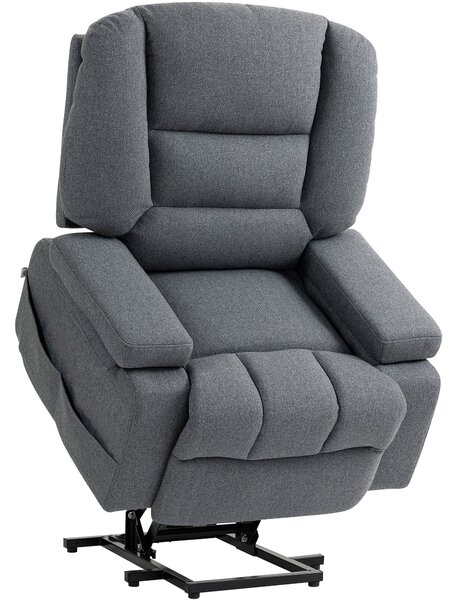 HOMCOM Scaun Rabatabil, Canapea cu Masaj prin Vibrații și Căldură, Scaun de Ridicare cu Telecomandă, 97x90x102 cm, Gri