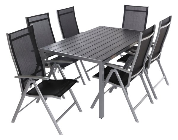 Set de gradina Alvero, dreptunghi - 6 locuri, negru/gri
