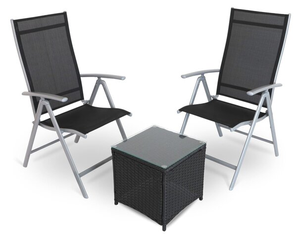 Set balcon gradina Fulvio - 2 locuri, negru/gri