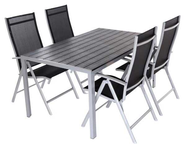 Set de gradina Alvero, dreptunghi - 4 locuri, negru/gri